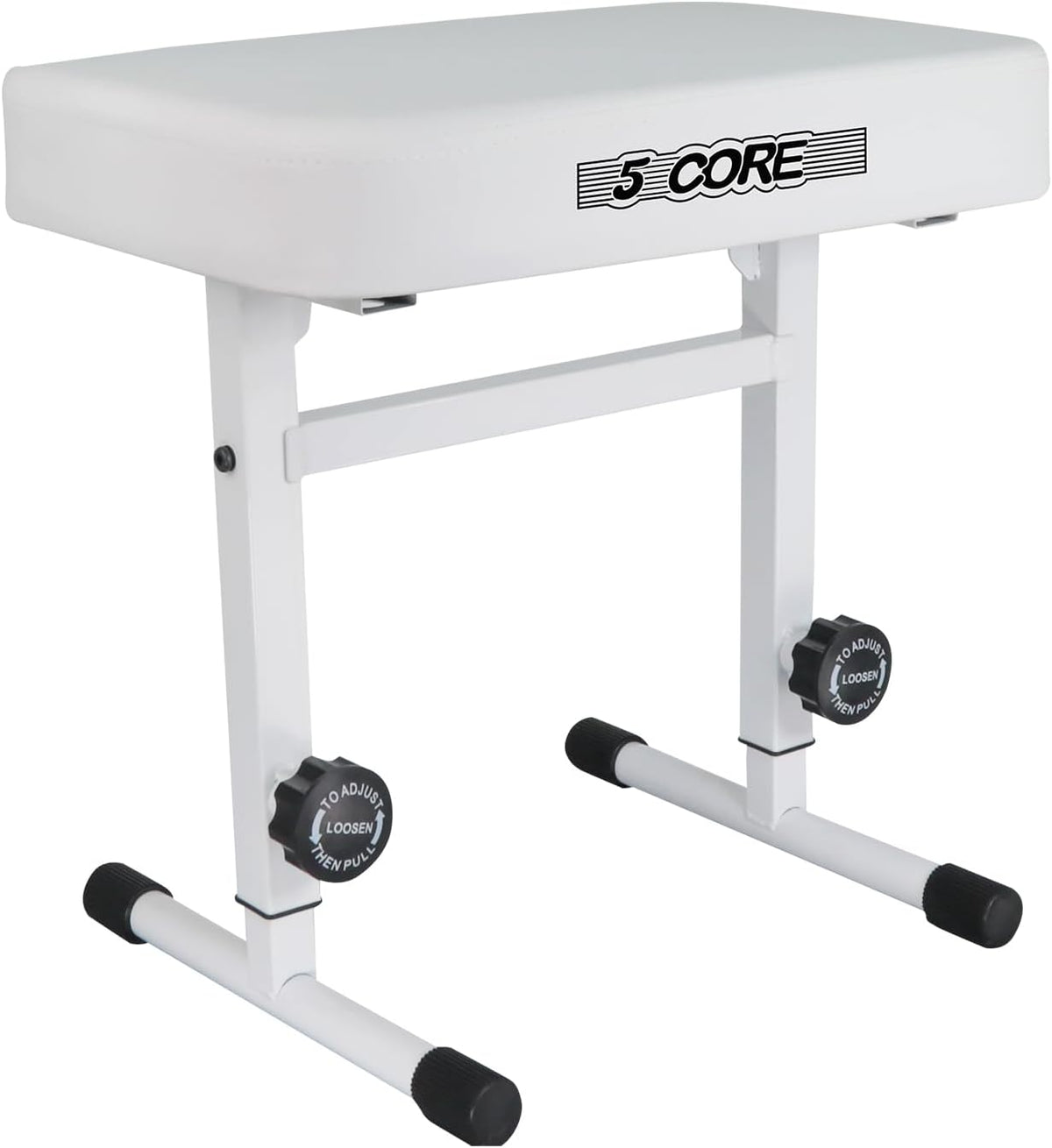 Keyboard Bench Piano Stool 3" Padded Seat Height Adjustable 22in Heavy Duty Musician Chair Iron Legs w Non Slip Rubber Caps for On Stage and Studio Black