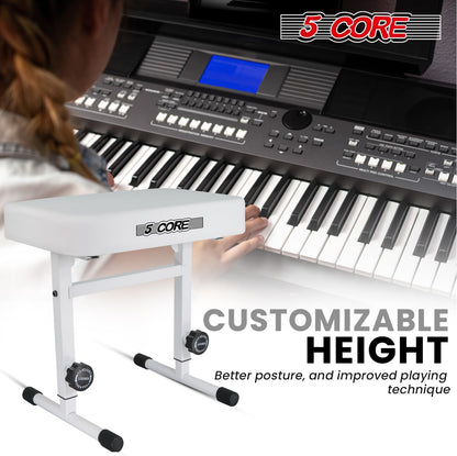 Keyboard Bench Piano Stool 3" Padded Seat Height Adjustable 22in Heavy Duty Musician Chair Iron Legs w Non Slip Rubber Caps for On Stage and Studio Black