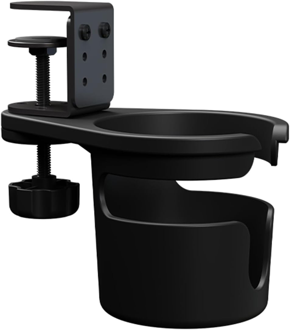 Desk Cup Holder, 360° Rotating Under-Table Cup Holder, Anti-Spill Water Bottle Stand & Coffee Mug Storage for Home, Office & School