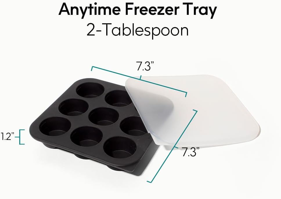 2-Tbsp Silicone Freezer Tray with Lid, 1 Oz (Black Sesame)