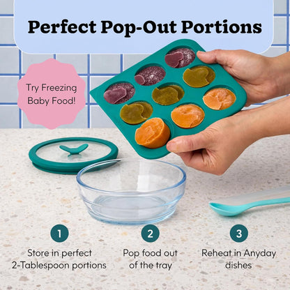 2-Tbsp Silicone Freezer Tray with Lid, 1 Oz (Black Sesame)