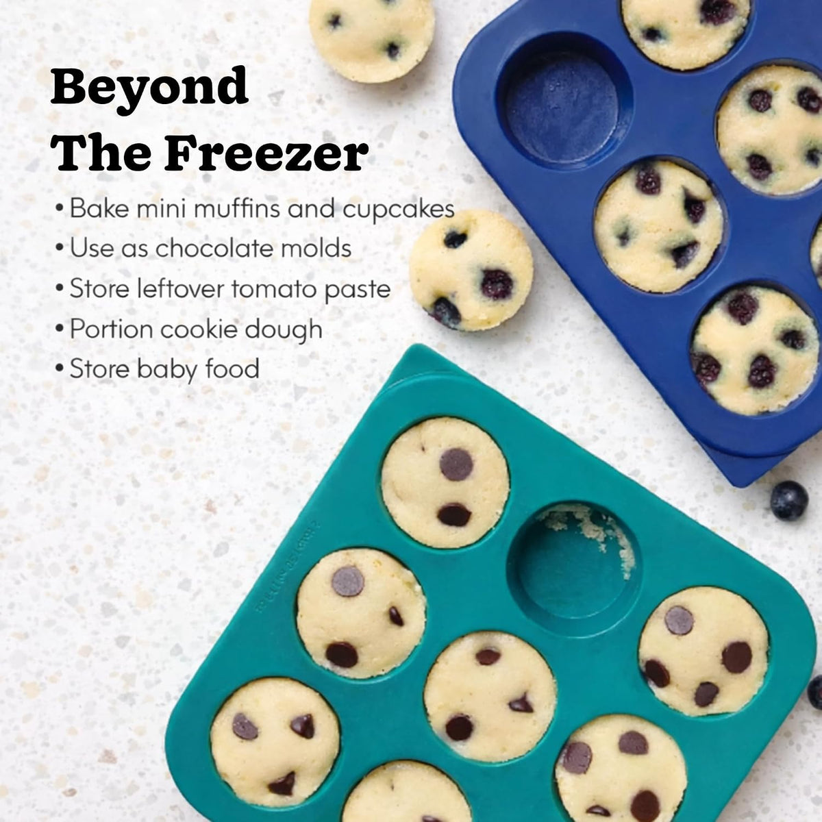 2-Tbsp Silicone Freezer Tray with Lid, 1 Oz (Black Sesame)