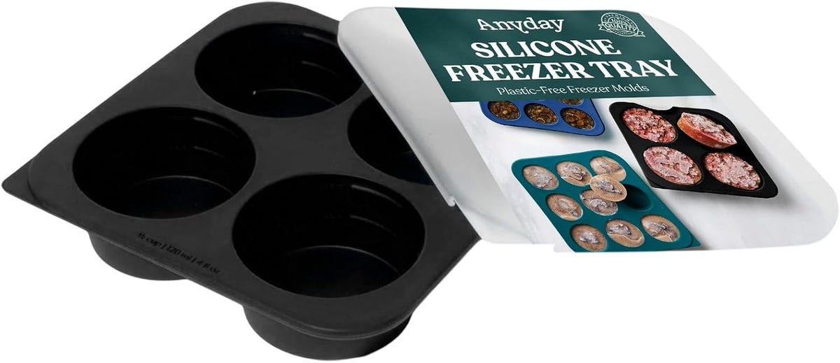 2-Tbsp Silicone Freezer Tray with Lid, 1 Oz (Black Sesame)
