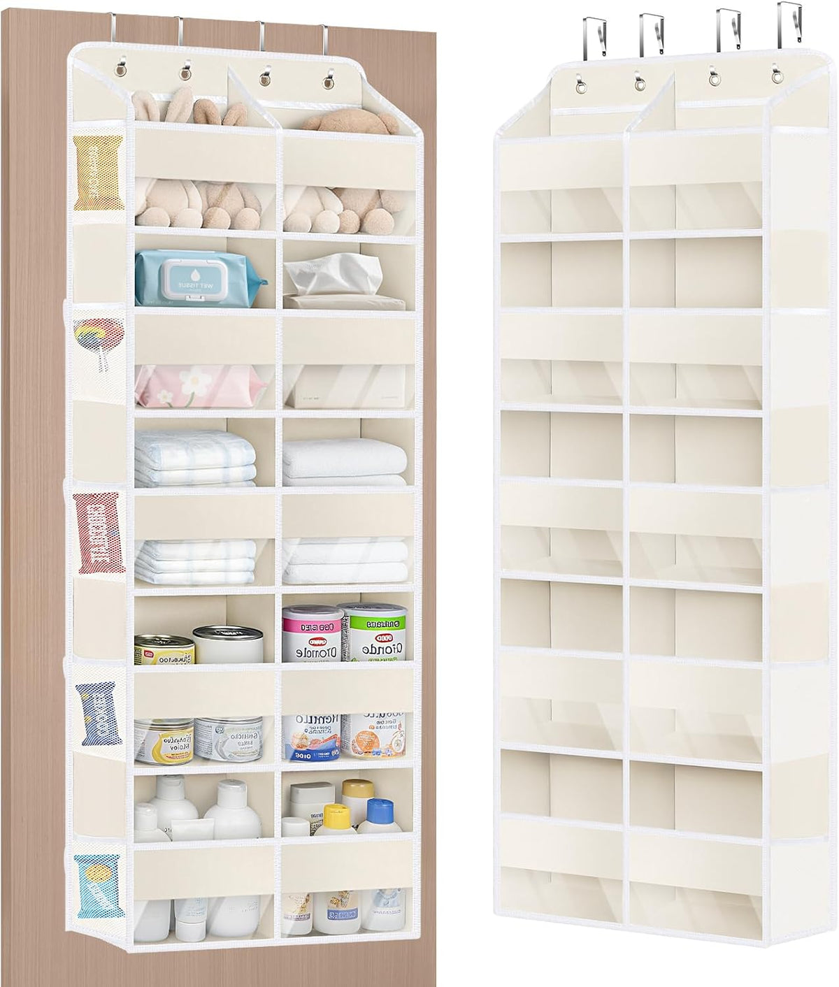 5 Tiers Over the Door Organizer, Large Hanging Door Organizer, Beige