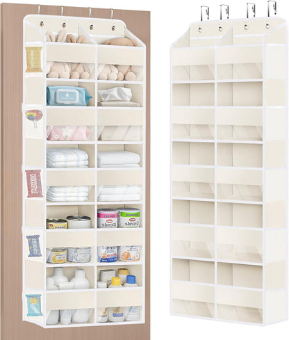 5 Tiers Over the Door Organizer, Large Hanging Door Organizer, Beige