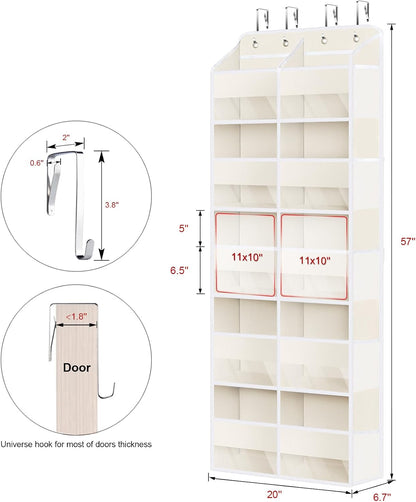 5 Tiers Over the Door Organizer, Large Hanging Door Organizer, Beige