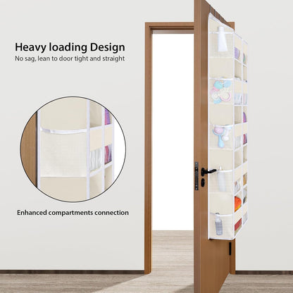 5 Tiers Over the Door Organizer, Large Hanging Door Organizer, Beige