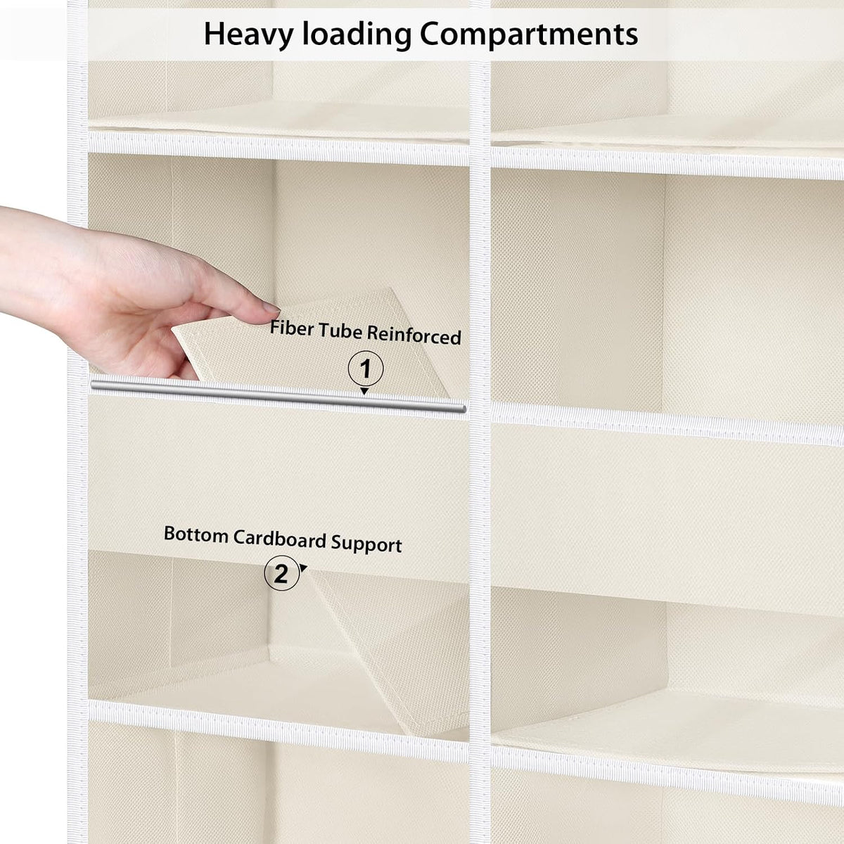 5 Tiers Over the Door Organizer, Large Hanging Door Organizer, Beige