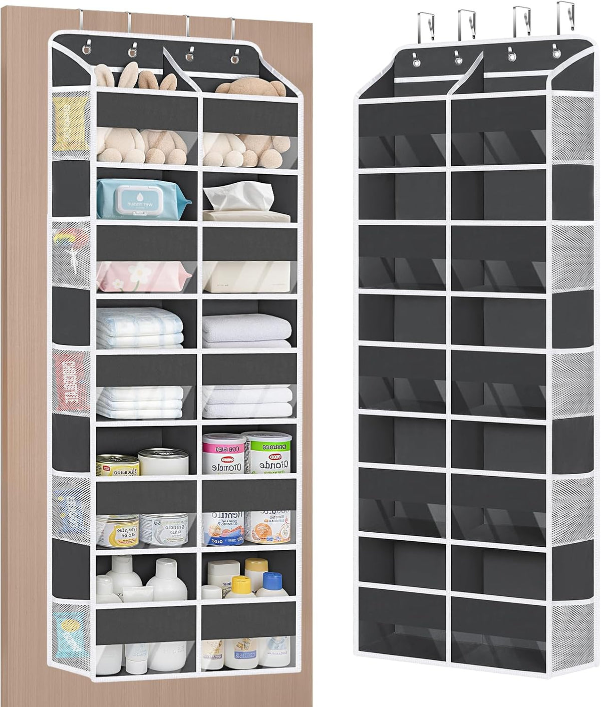 5 Tiers Over the Door Organizer, Large Hanging Door Organizer, Beige