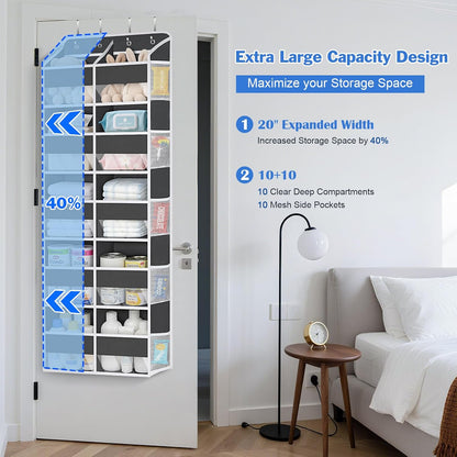 5 Tiers Over the Door Organizer, Large Hanging Door Organizer, Beige