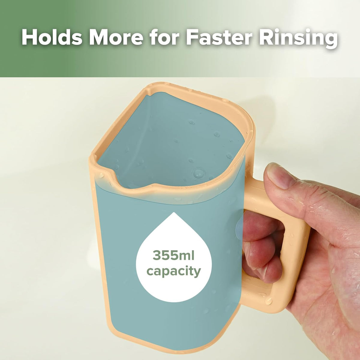 Gentle Pour Bath Rinse Cup | Food Grade Silicone Shampoo & Body Washing Rinser Cup for Kids with Easy Grip Handle - Pea Green