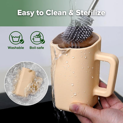 Gentle Pour Bath Rinse Cup | Food Grade Silicone Shampoo & Body Washing Rinser Cup for Kids with Easy Grip Handle - Pea Green