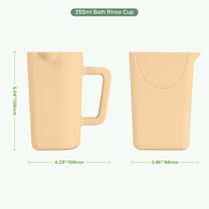 Gentle Pour Bath Rinse Cup | Food Grade Silicone Shampoo & Body Washing Rinser Cup for Kids with Easy Grip Handle - Pea Green