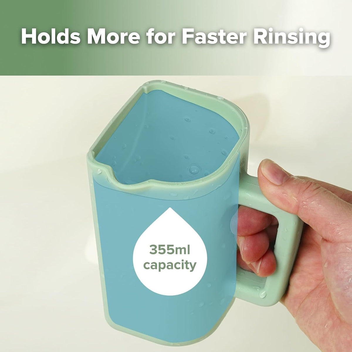 Gentle Pour Bath Rinse Cup | Food Grade Silicone Shampoo & Body Washing Rinser Cup for Kids with Easy Grip Handle - Pea Green