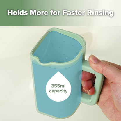 Gentle Pour Bath Rinse Cup | Food Grade Silicone Shampoo & Body Washing Rinser Cup for Kids with Easy Grip Handle - Pea Green