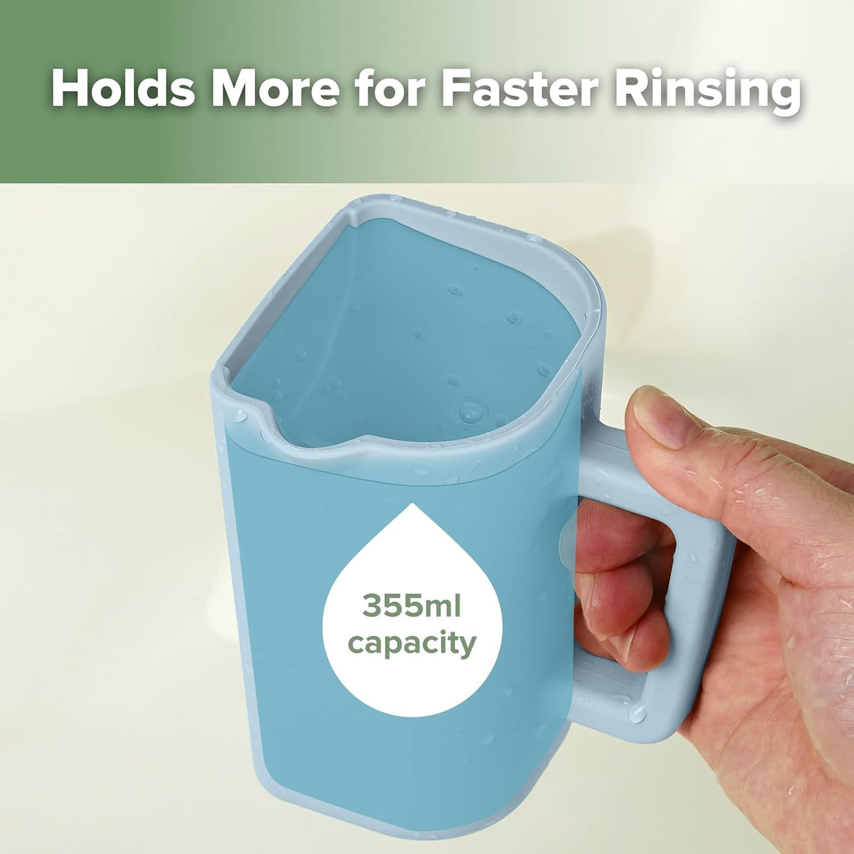 Gentle Pour Bath Rinse Cup | Food Grade Silicone Shampoo & Body Washing Rinser Cup for Kids with Easy Grip Handle - Pea Green