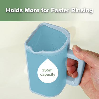 Gentle Pour Bath Rinse Cup | Food Grade Silicone Shampoo & Body Washing Rinser Cup for Kids with Easy Grip Handle - Pea Green