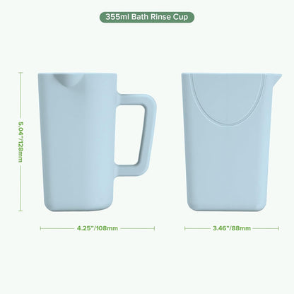 Gentle Pour Bath Rinse Cup | Food Grade Silicone Shampoo & Body Washing Rinser Cup for Kids with Easy Grip Handle - Pea Green