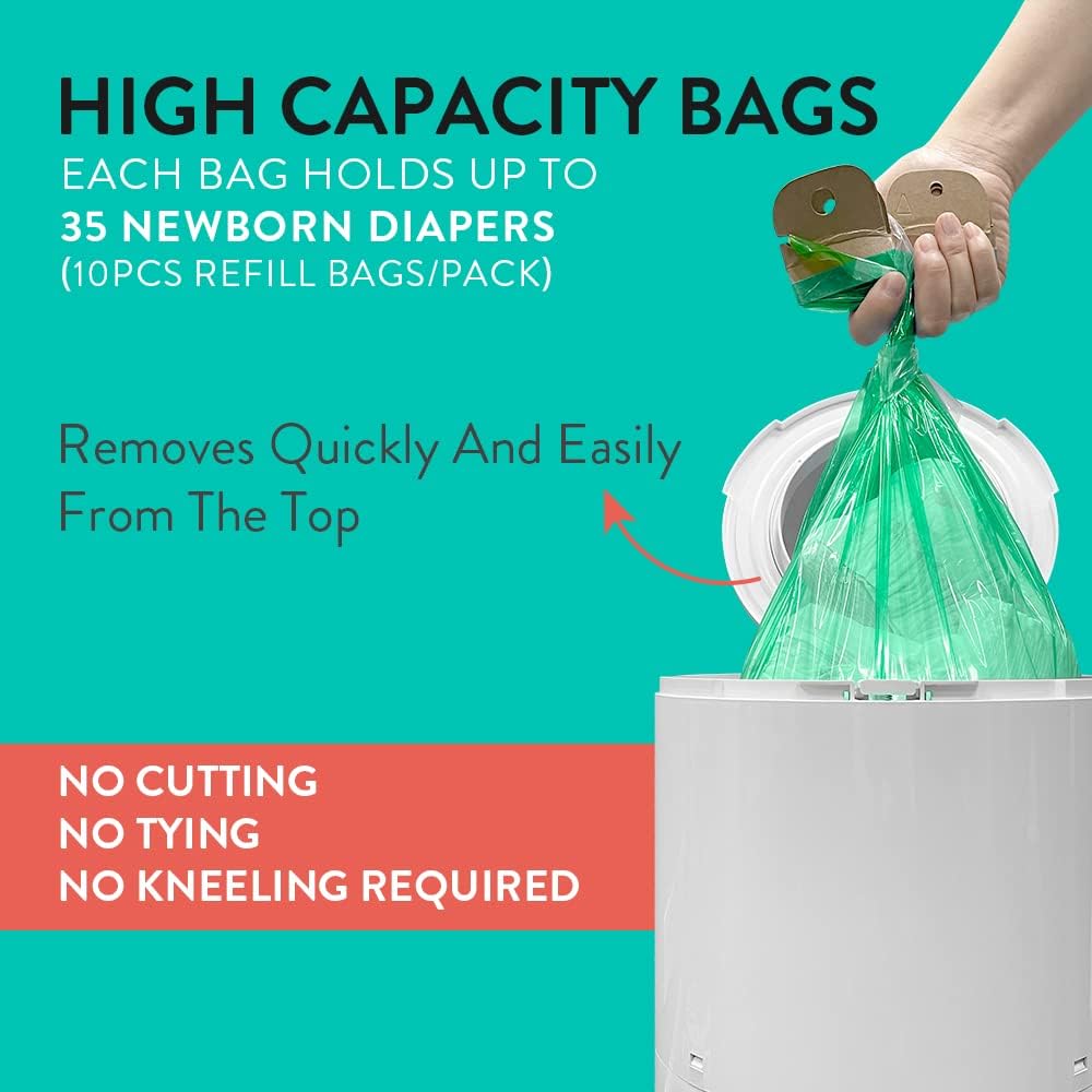 Diaper Refill Bags 10PACK for MY TWIST’R Diaper Pail, Made in USA Outsmart Odors, 7-Layer Bags with Odors Free Patented Technology