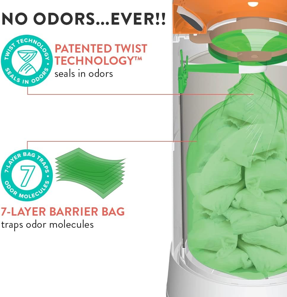 Diaper Refill Bags 10PACK for MY TWIST’R Diaper Pail, Made in USA Outsmart Odors, 7-Layer Bags with Odors Free Patented Technology