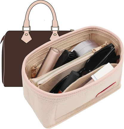 Felt Purse Organizer Insert & Base Shaper 2pc Set for Speedy 25, Black