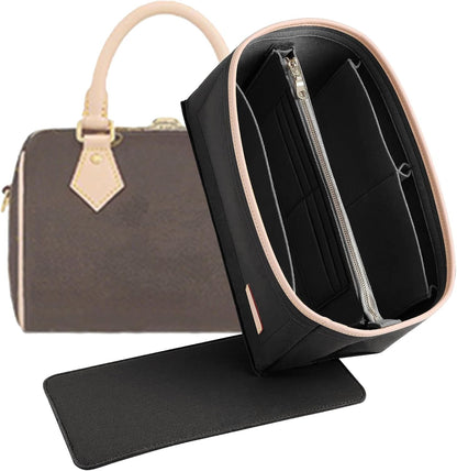 Felt Purse Organizer Insert & Base Shaper 2pc Set for Speedy 25, Black