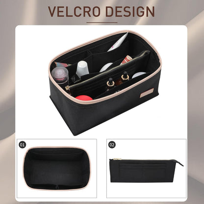 Felt Purse Organizer Insert & Base Shaper 2pc Set for Speedy 25, Black