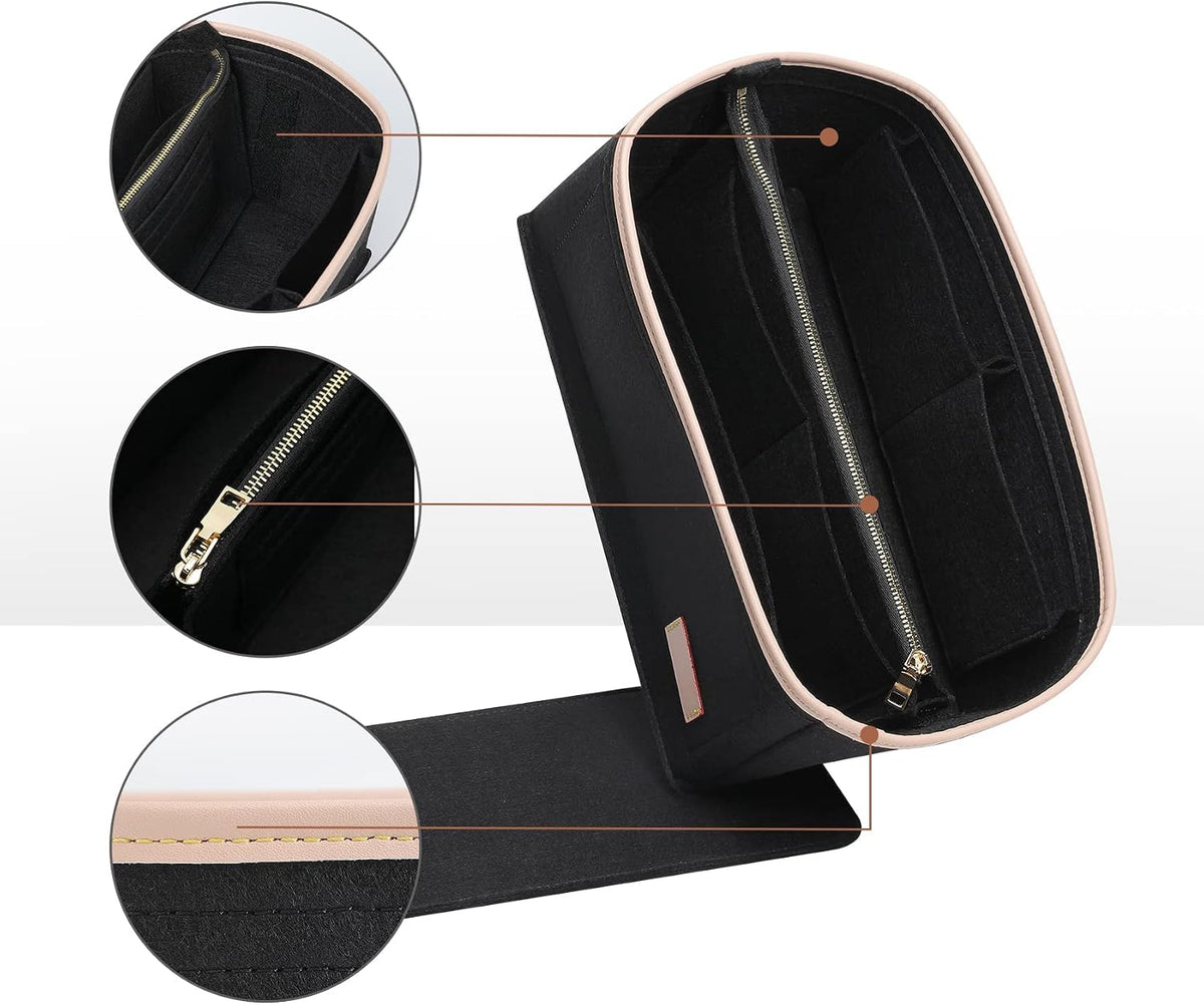 Felt Purse Organizer Insert & Base Shaper 2pc Set for Speedy 25, Black