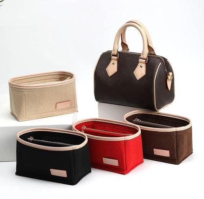 Felt Purse Organizer Insert & Base Shaper 2pc Set for Speedy 25, Black