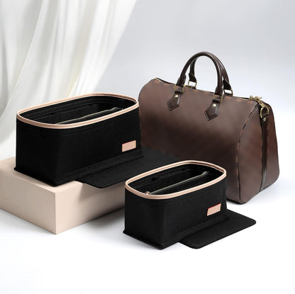 Felt Purse Organizer Insert & Base Shaper 2pc Set for Speedy 25, Black