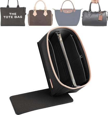 Felt Purse Organizer Insert & Base Shaper 2pc Set for Speedy 25, Black