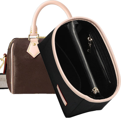 Felt Purse Organizer Insert & Base Shaper 2pc Set for Speedy 25, Black