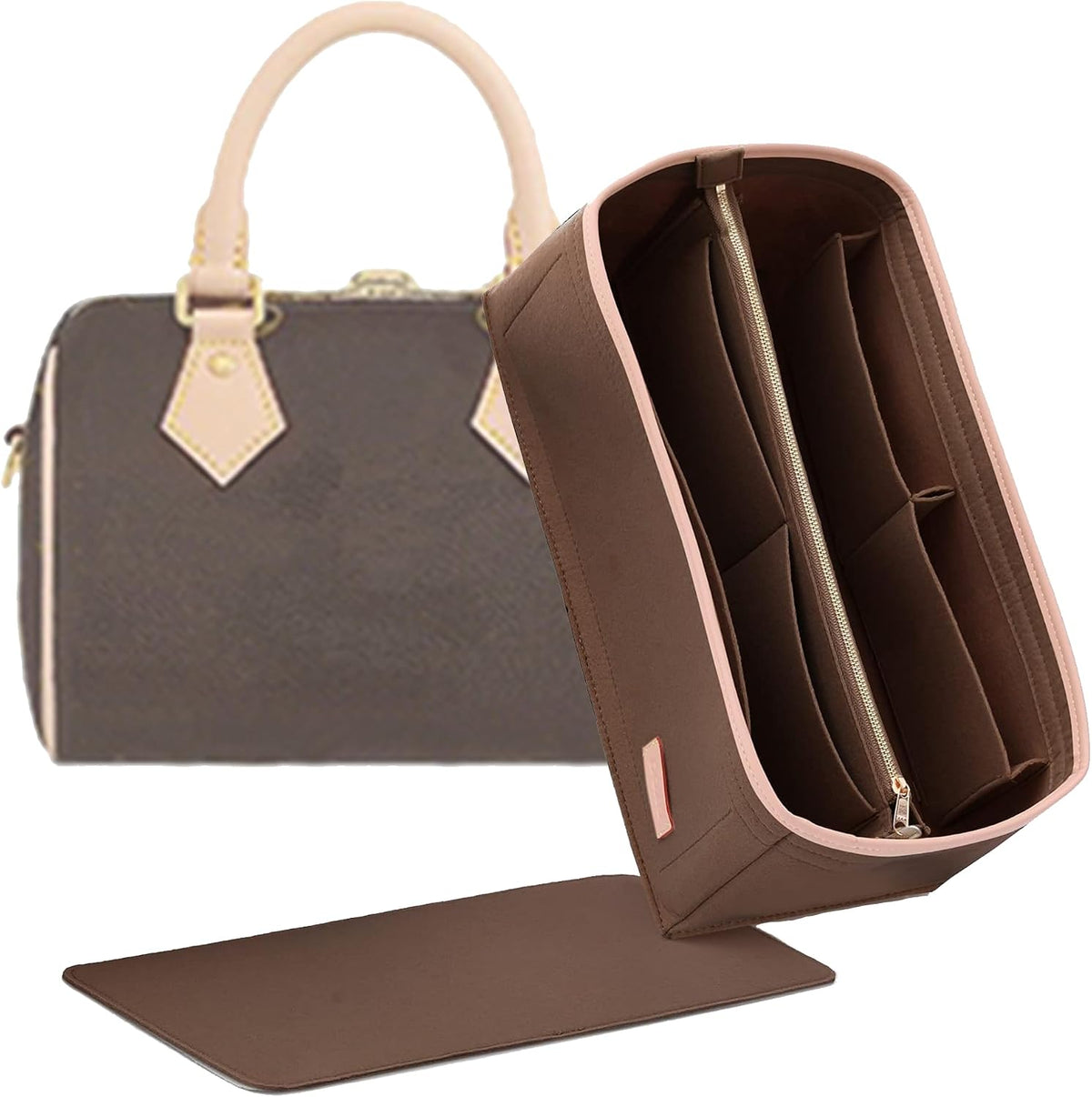 Felt Purse Organizer Insert & Base Shaper 2pc Set for Speedy 25, Black