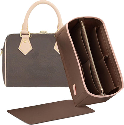 Felt Purse Organizer Insert & Base Shaper 2pc Set for Speedy 25, Black