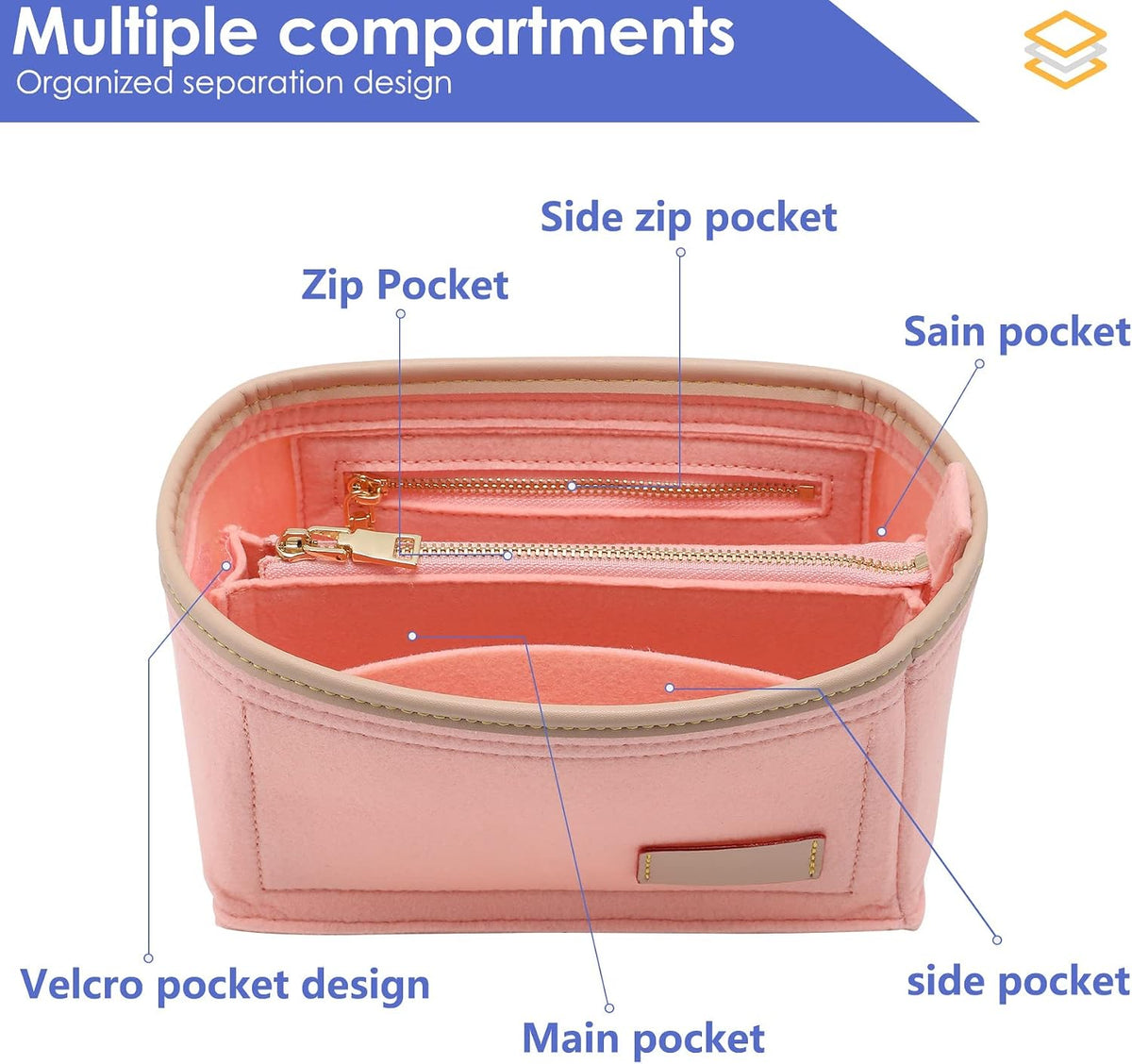Felt Purse Organizer Insert & Base Shaper 2pc Set for Speedy 25, Black