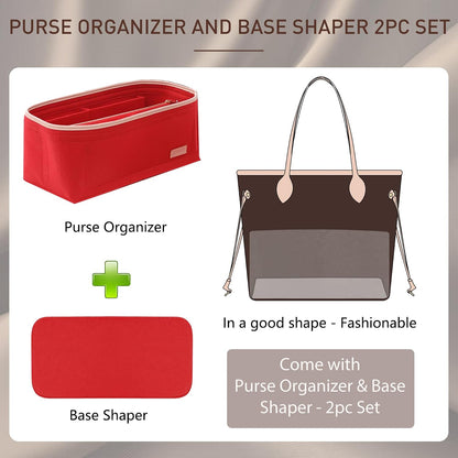 Felt Purse Organizer Insert & Base Shaper 2pc Set for Speedy 25, Black