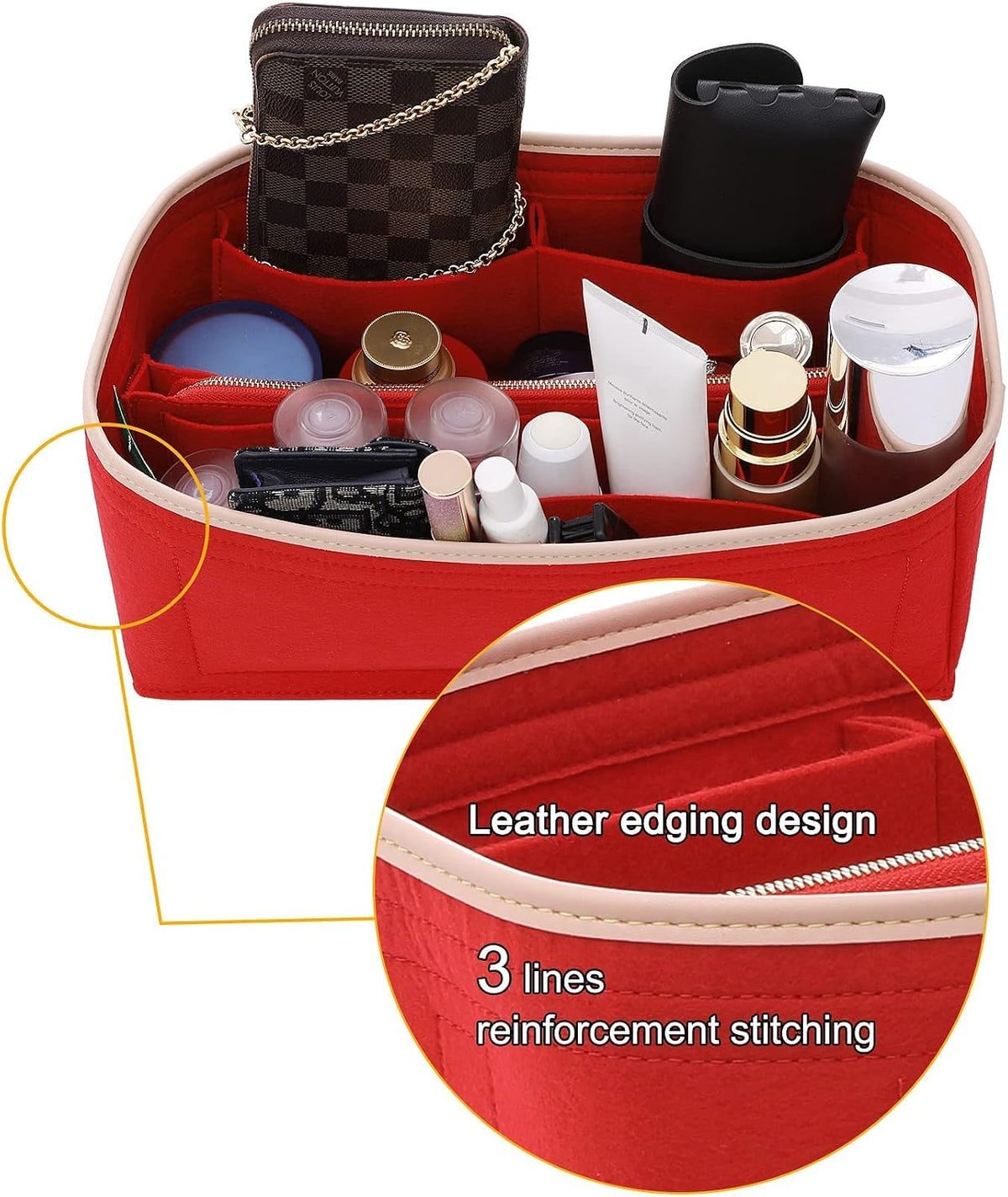 Felt Purse Organizer Insert & Base Shaper 2pc Set for Speedy 25, Black
