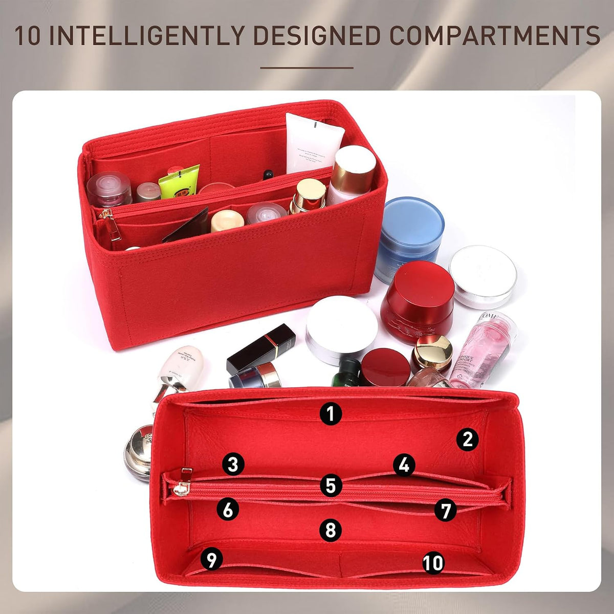 Felt Purse Organizer Insert & Base Shaper 2pc Set for Speedy 25, Black