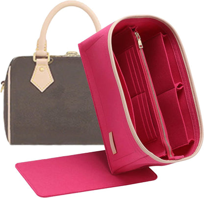 Felt Purse Organizer Insert & Base Shaper 2pc Set for Speedy 25, Black