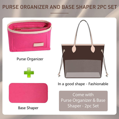 Felt Purse Organizer Insert & Base Shaper 2pc Set for Speedy 25, Black