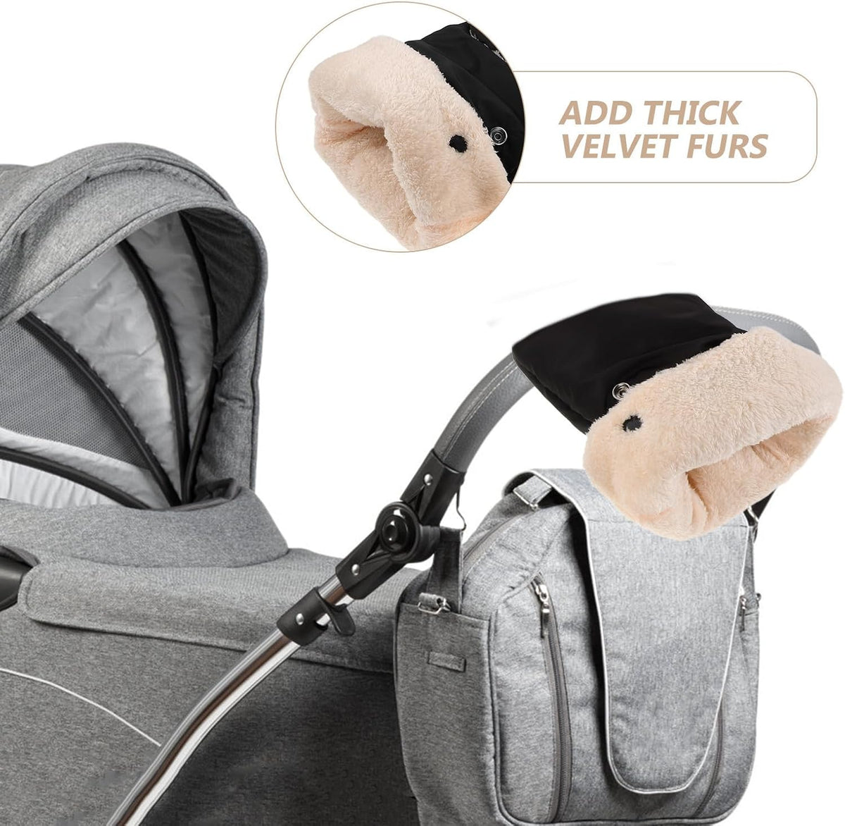 Stroller Gloves Universal Weatherproof Winter Mittens for Parents