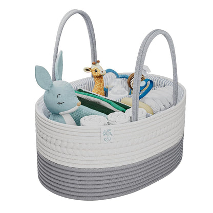 Diaper Caddy Organizer for Baby Nursery Basket with Handle Lid Nursing Caddy with Changing Table Organizer Cart Newborn Caddy Rosy (Floral Print) X-Large