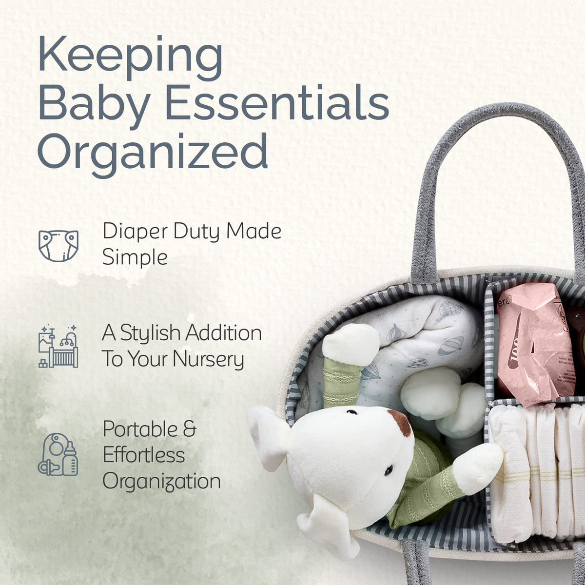 Diaper Caddy Organizer for Baby Nursery Basket with Handle Lid Nursing Caddy with Changing Table Organizer Cart Newborn Caddy Rosy (Floral Print) X-Large
