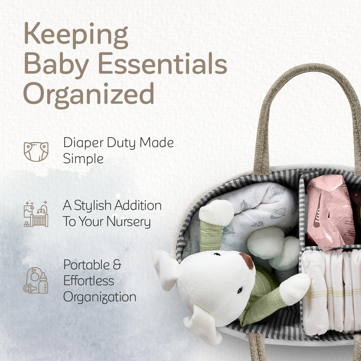 Diaper Caddy Organizer for Baby Nursery Basket with Handle Lid Nursing Caddy with Changing Table Organizer Cart Newborn Caddy Rosy (Floral Print) X-Large