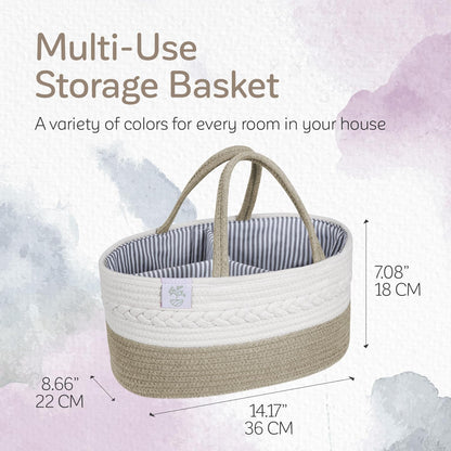 Diaper Caddy Organizer for Baby Nursery Basket with Handle Lid Nursing Caddy with Changing Table Organizer Cart Newborn Caddy Rosy (Floral Print) X-Large
