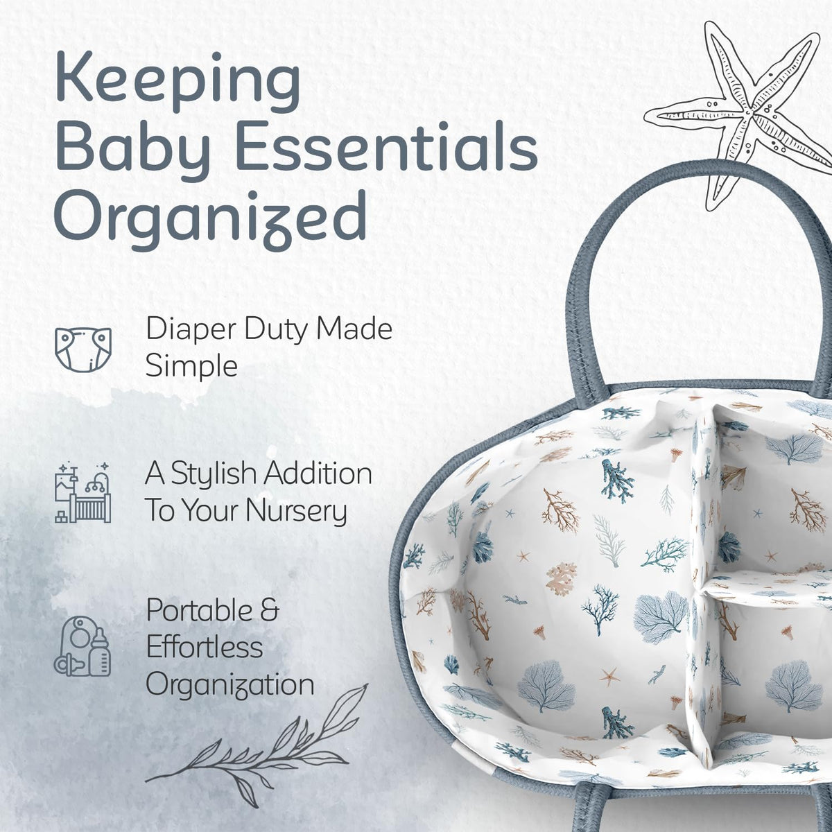 Diaper Caddy Organizer for Baby Nursery Basket with Handle Lid Nursing Caddy with Changing Table Organizer Cart Newborn Caddy Rosy (Floral Print) X-Large