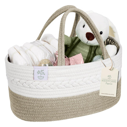 Diaper Caddy Organizer for Baby Nursery Basket with Handle Lid Nursing Caddy with Changing Table Organizer Cart Newborn Caddy Rosy (Floral Print) X-Large
