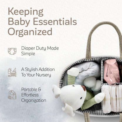 Diaper Caddy Organizer for Baby Nursery Basket with Handle Lid Nursing Caddy with Changing Table Organizer Cart Newborn Caddy Rosy (Floral Print) X-Large