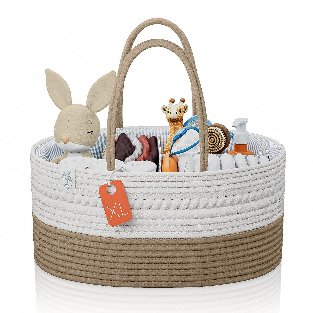 Diaper Caddy Organizer for Baby Nursery Basket with Handle Lid Nursing Caddy with Changing Table Organizer Cart Newborn Caddy Rosy (Floral Print) X-Large