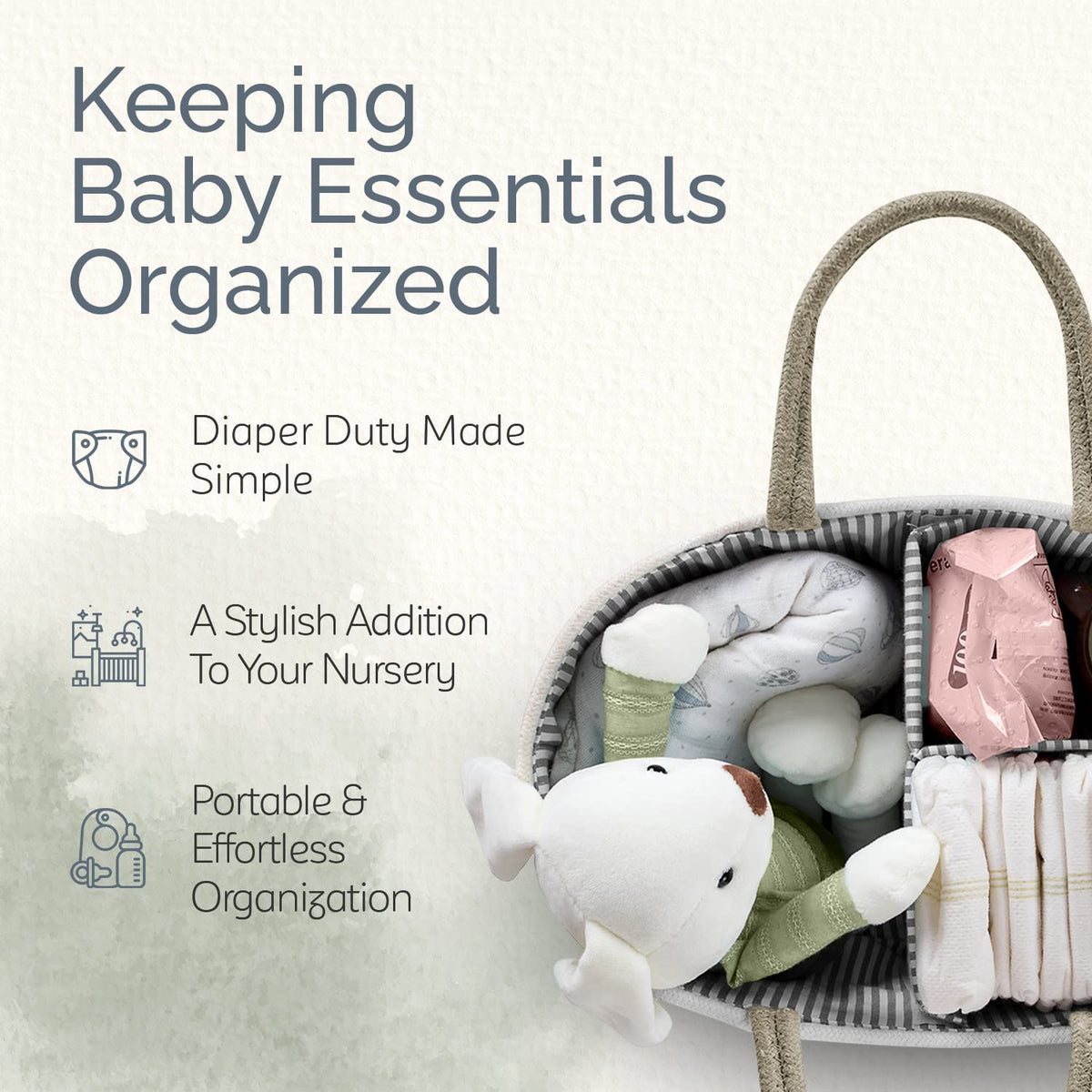 Diaper Caddy Organizer for Baby Nursery Basket with Handle Lid Nursing Caddy with Changing Table Organizer Cart Newborn Caddy Rosy (Floral Print) X-Large